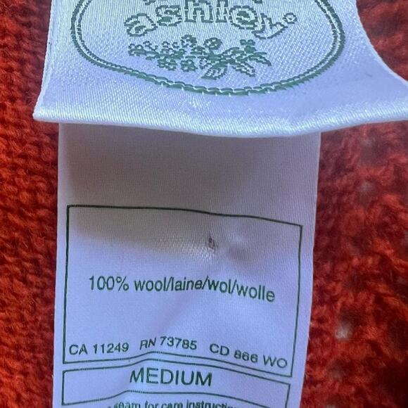 Laura Ashley Vintage 100% Wool Cardigan Sweater Made in Great Britain Orange M - Picture 8 of 8